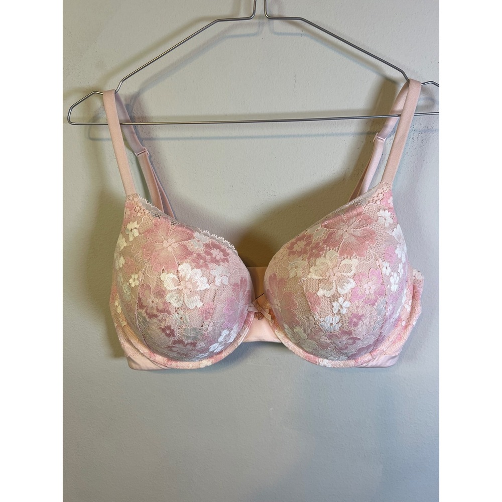 Victoria's Secret Womens Bra Floral Lace Underwire Light Pink 36DD
